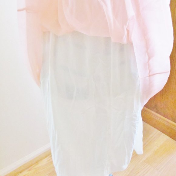 Vintage Kayser Women's Chiffon Short Negligee Nightgown, Peach, Cream Lace, P - Picture 8 of 12